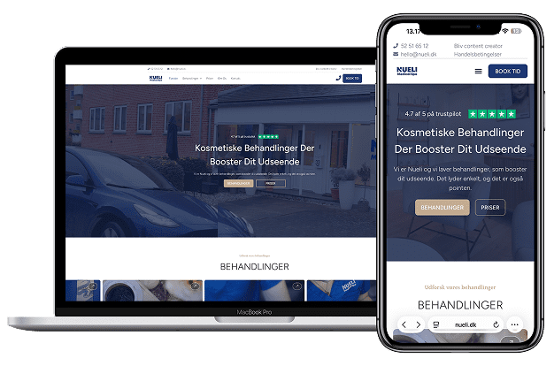 Billede der viser en hjemmeside vi har designet for nueli.dk